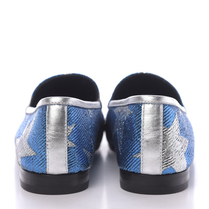 Gucci Lurex Calfskin Starry Sky Womens Jordaan Loafers 39 Bluette Silver 7 of 11