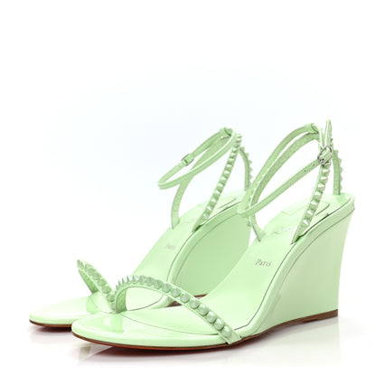 Christian Louboutin Patent Calfskin So Me Spike 85 Wedge Sandals 39 Studio Green 3 of 8