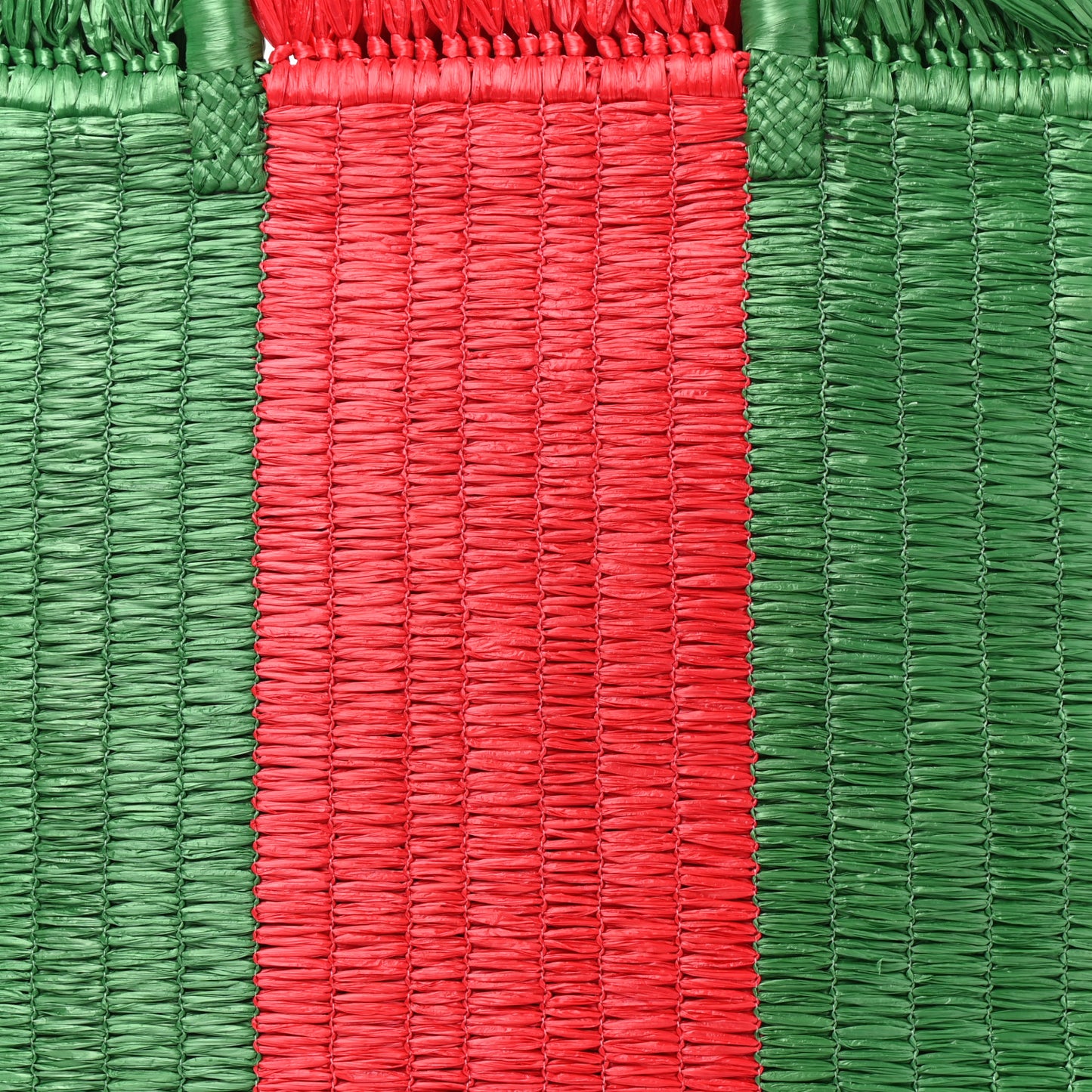 Raffia Linen Web Cestino Tote Bag Red Green