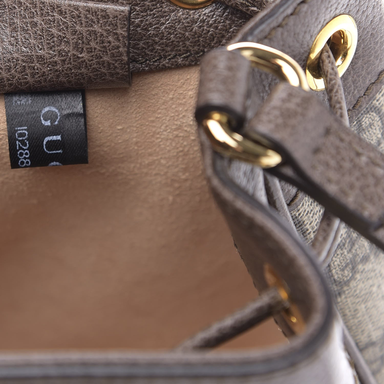 Gucci GG Supreme Monogram Web Mini Ophidia Bucket Bag Brown 7 of 10