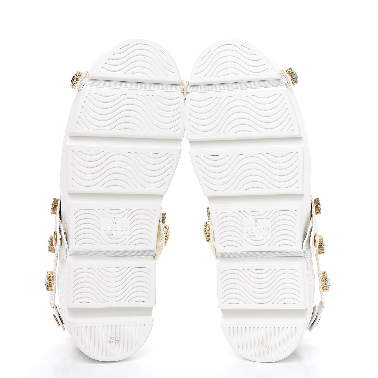 Calfskin Removable Crystals Bee Embroidered Ace Platform Sneakers 37.5 White