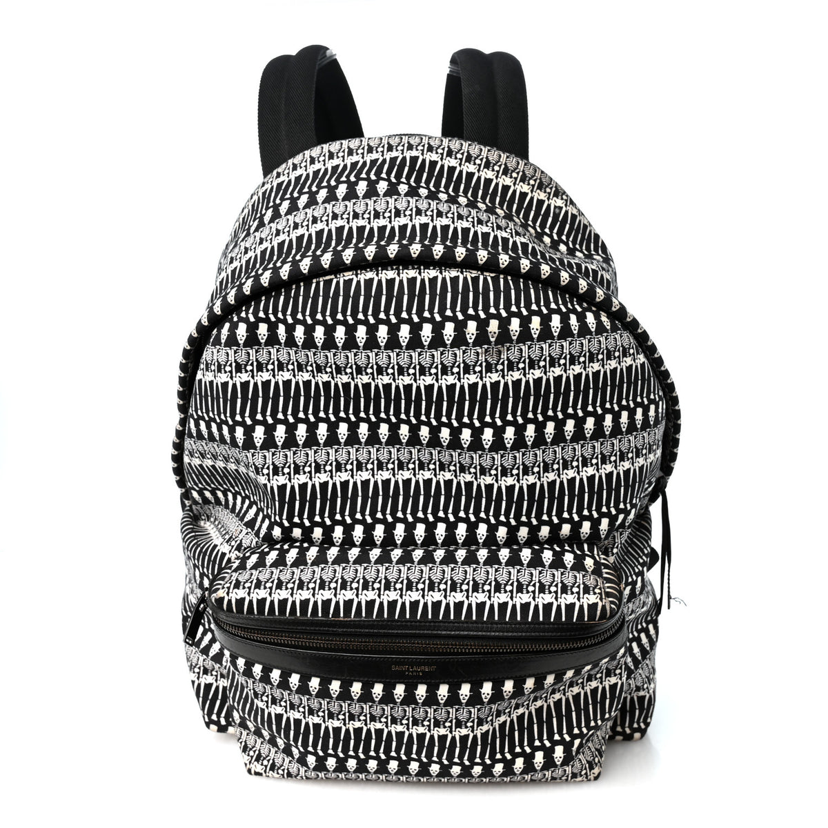 Nylon City Skeleton Print Backpack Black White