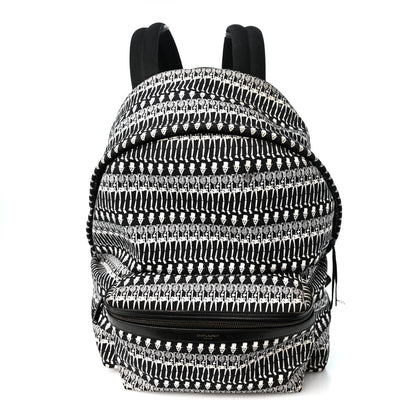 Saint Laurent Nylon City Skeleton Print Backpack Black White 1 of 10