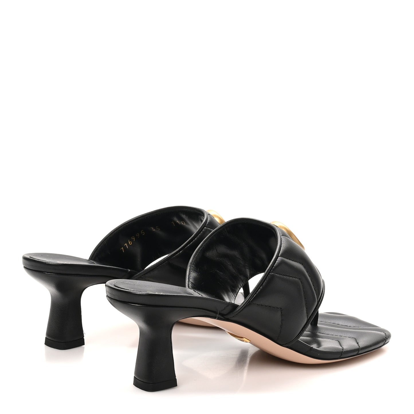 Nappa Charlotte Double G Marmont Thong Pumps 35 Black 35 Mystic White