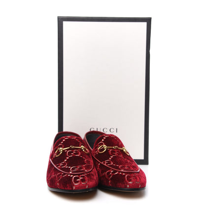 Gucci Velvet Malaga Kid GG Monogram Horsebit Womens Jordaan Loafers 38.5 Red Cipria Romantic Cerise 9 of 9