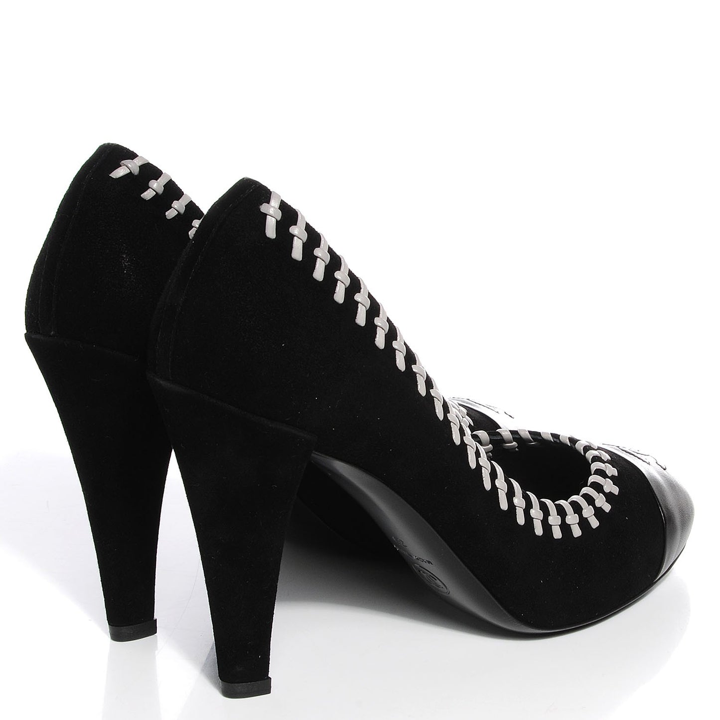 Suede CC Cap Toe Pumps 39 Black White