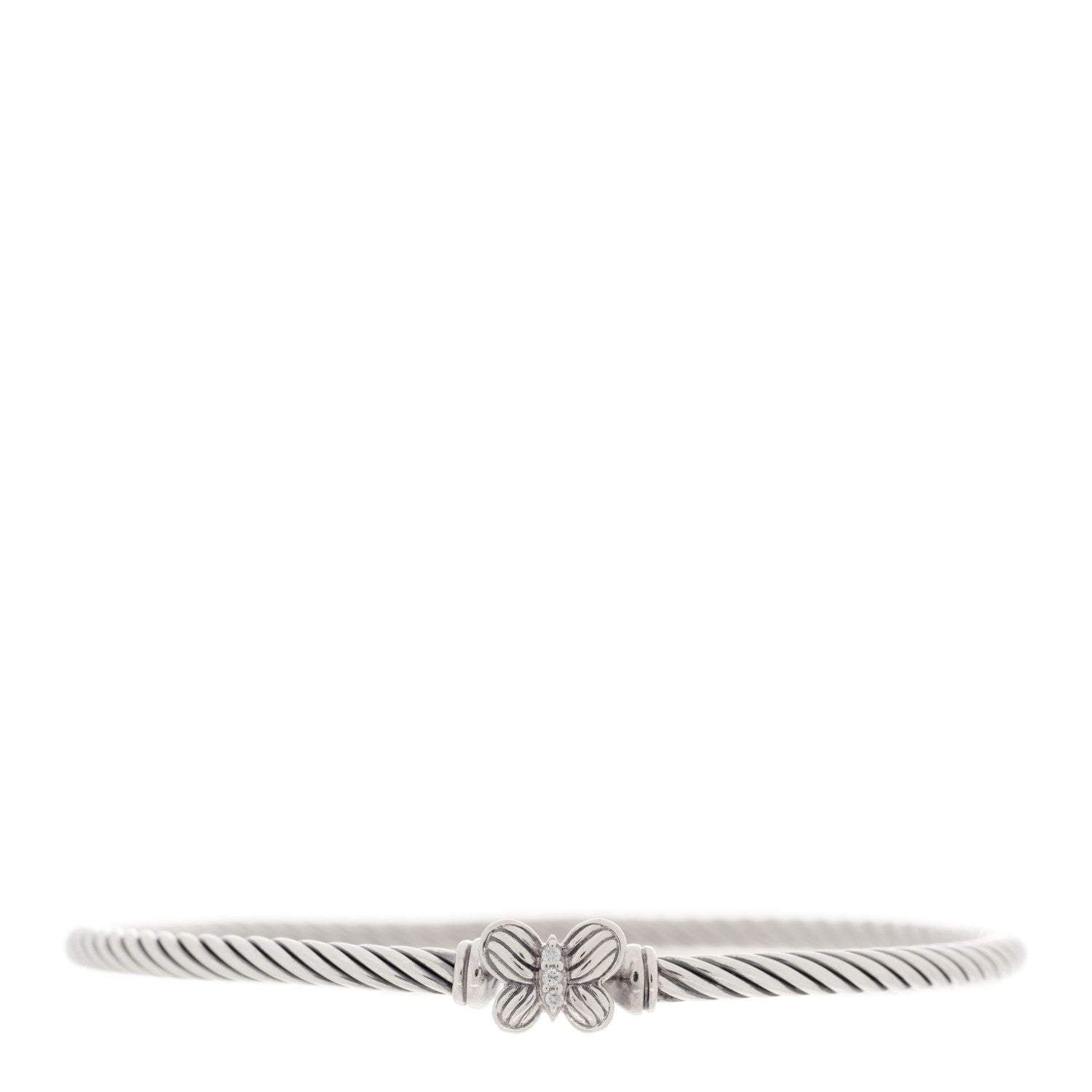 David Yurman Sterling Silver Diamond 3mm Butterfly Cable Bracelet 1 of 3