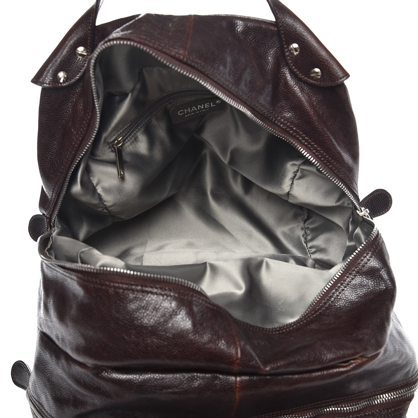 Caviar Quilted Mademoiselle Satchel Brown