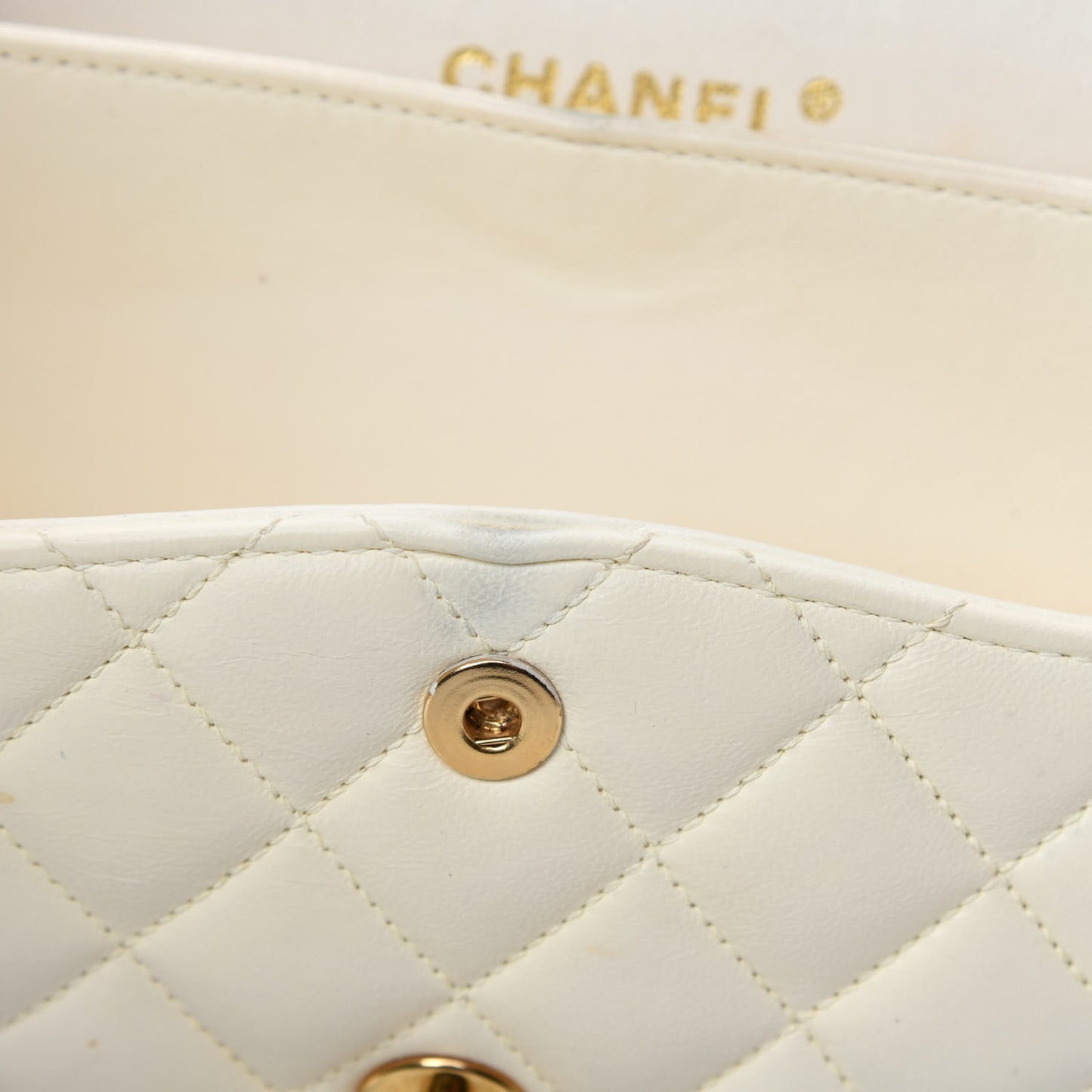 Lambskin Quilted Medium Double Flap White