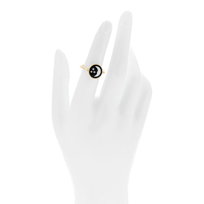 Christian Dior 18K Yellow White Gold Diamond Black Onyx Mother of Pearl Rose Celeste Ring 51 5.75 2 of 6