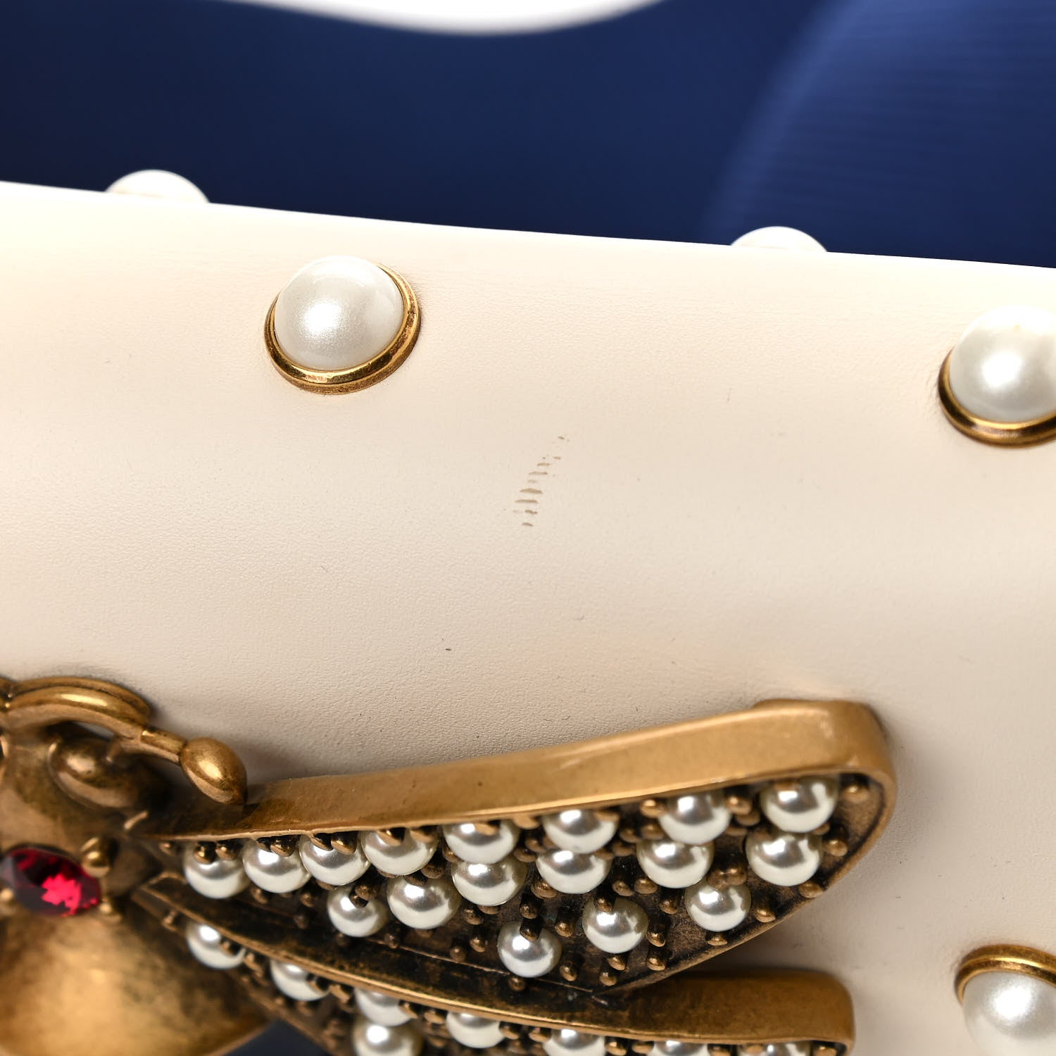 Gucci Nappa Pearl Studded Mini Queen Margaret Broadway Shoulder Bag Mystic White 11 of 12