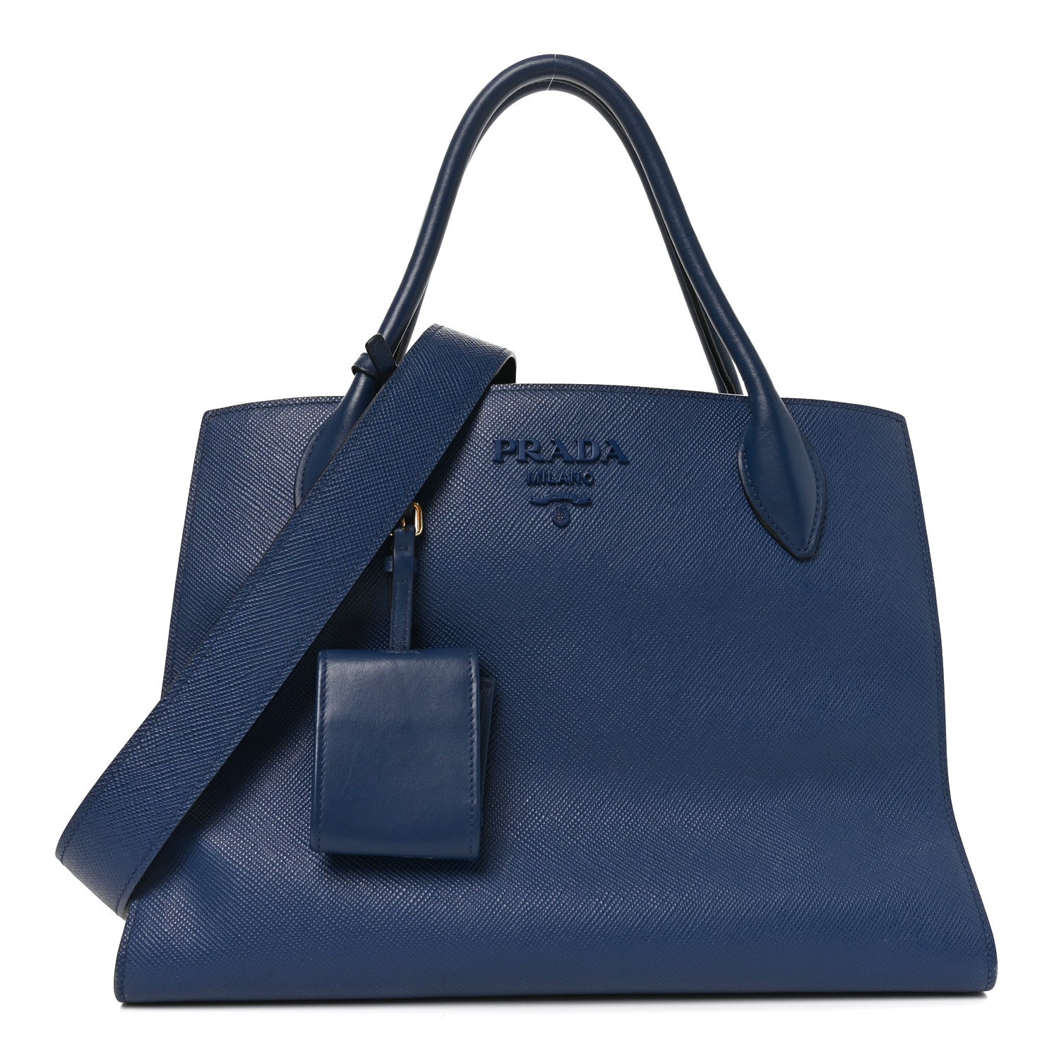 Prada Saffiano Cuir Calfskin Medium Monochrome Top Handle Tote Bluette 1 of 9