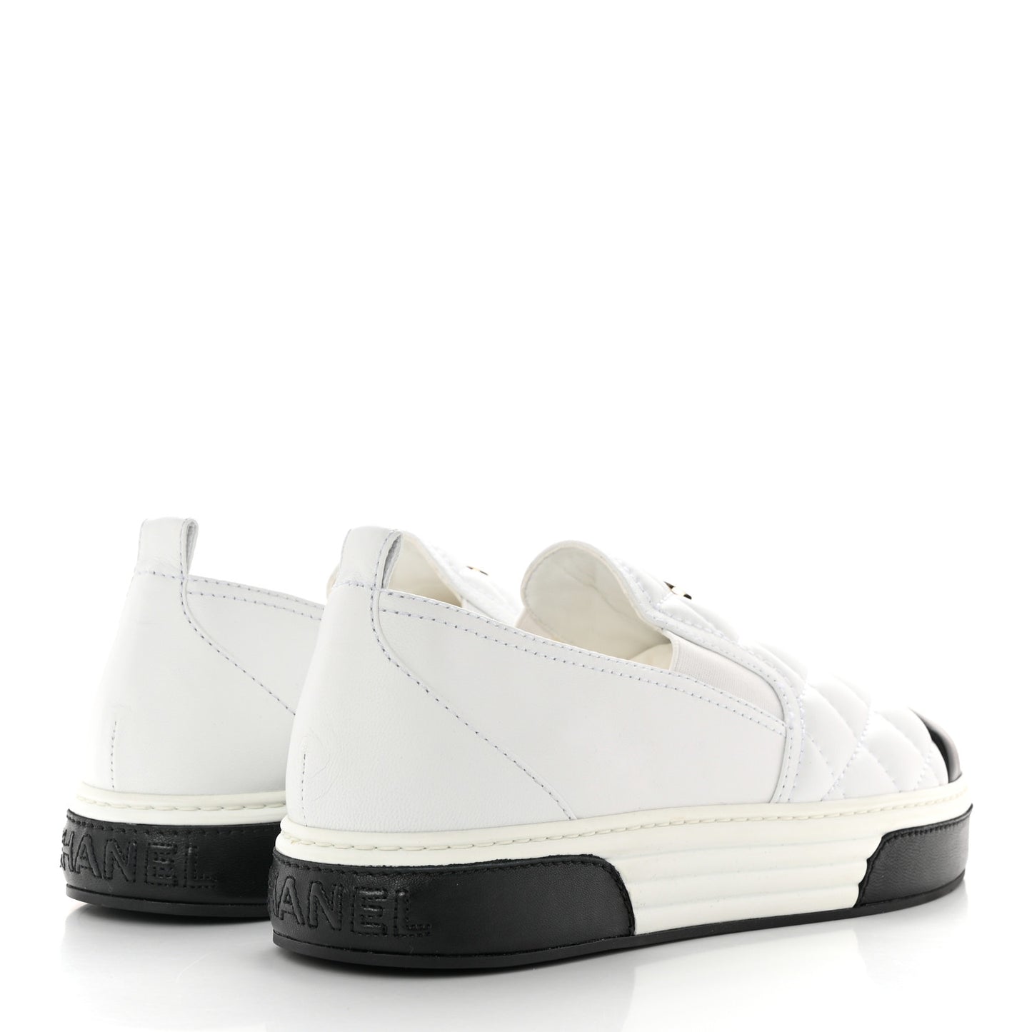 Lambskin Quilted Womens CC Stroll Sneakers 40.5 White