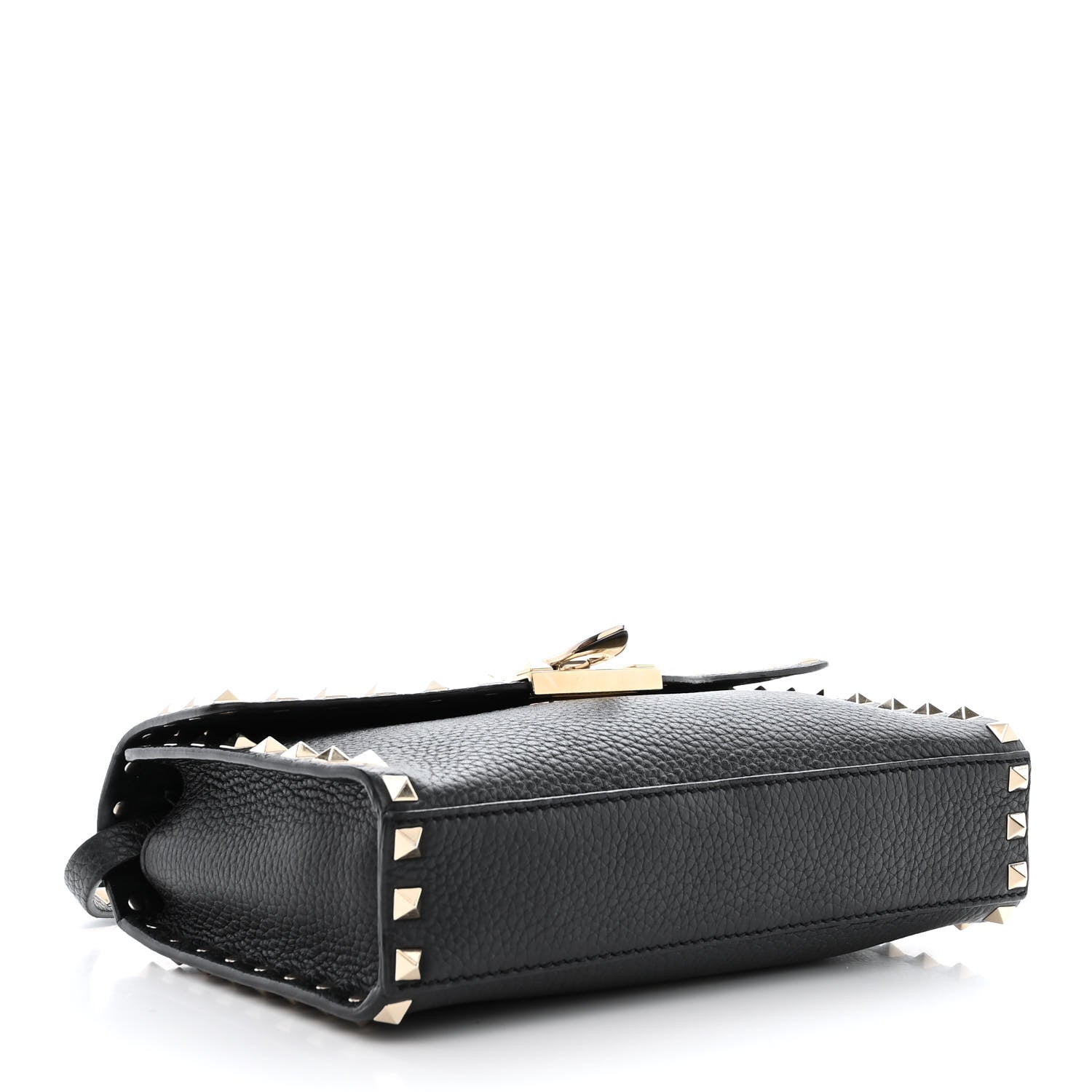 Valentino Garavani Pebbled Calfskin Medium Rockstud Flip Lock Crossbody Bag Black 4 of 10