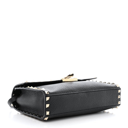Valentino Garavani Pebbled Calfskin Medium Rockstud Flip Lock Crossbody Bag Black 4 of 10