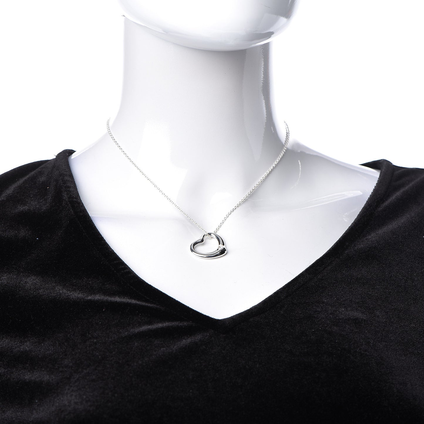 Sterling Silver 22mm Elsa Peretti Open Heart Pendant Necklace