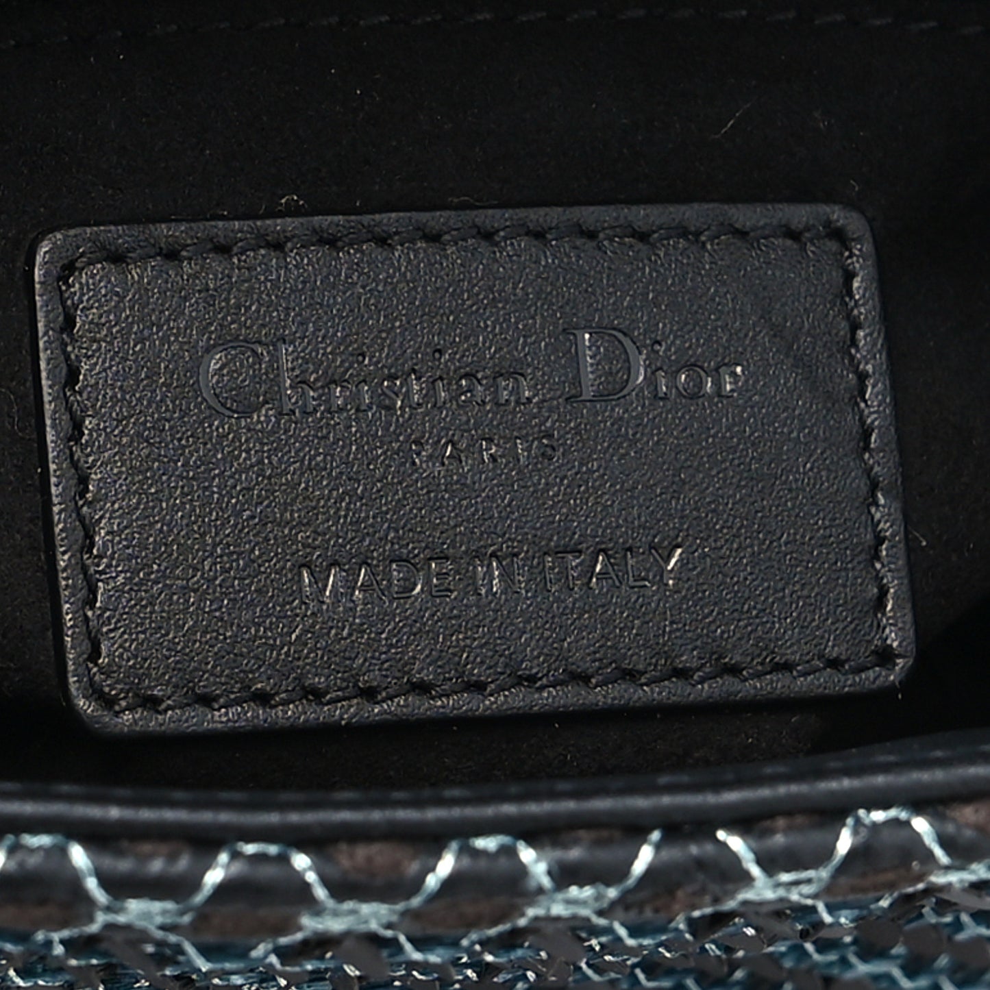 Sequin Embroidery Mini Lady Dior Blue