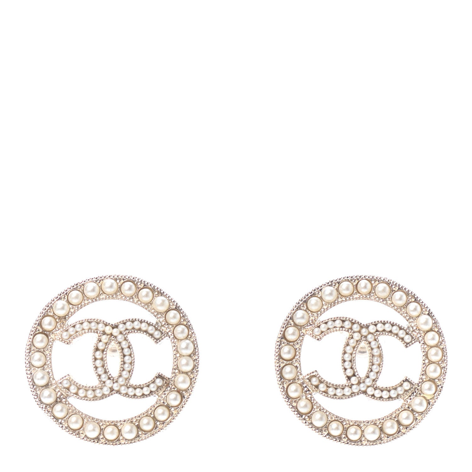 Chanel Pearl CC Round Earrings Gold 1 of 4