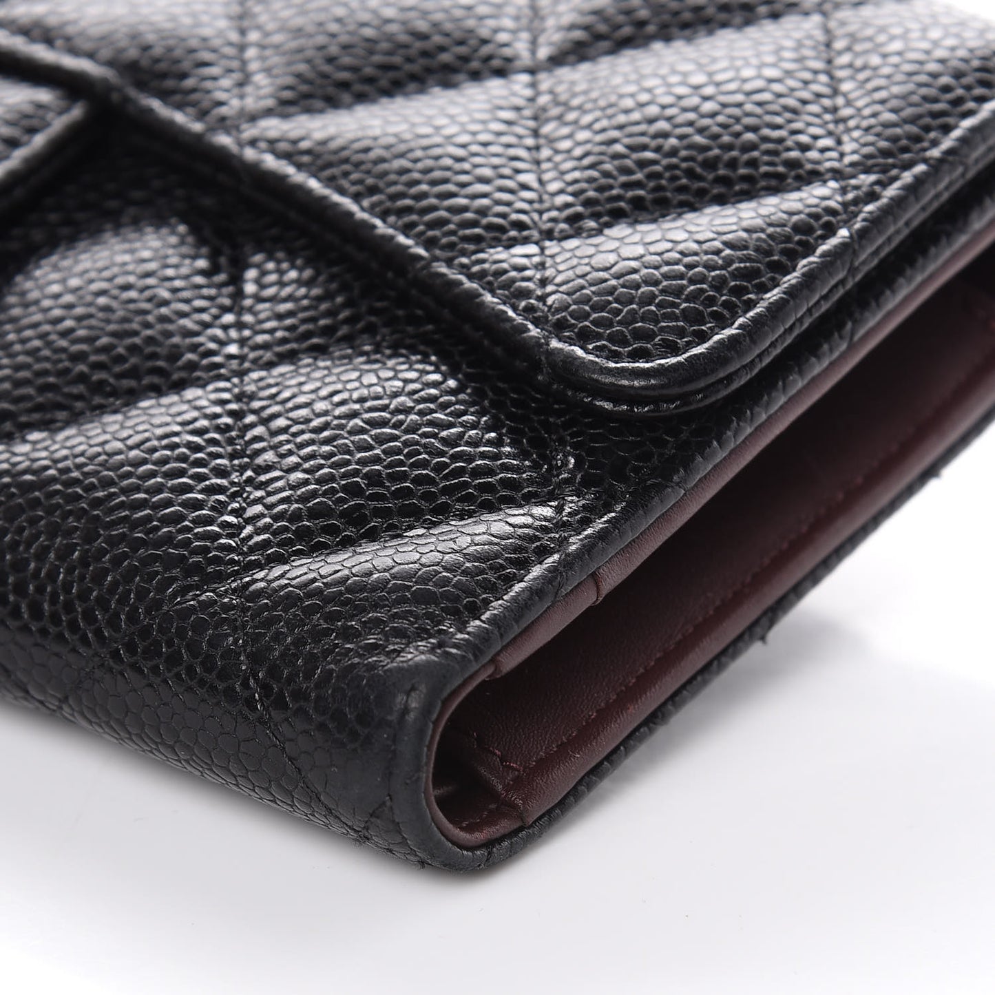 Caviar Quilted Long Flap Wallet Black
