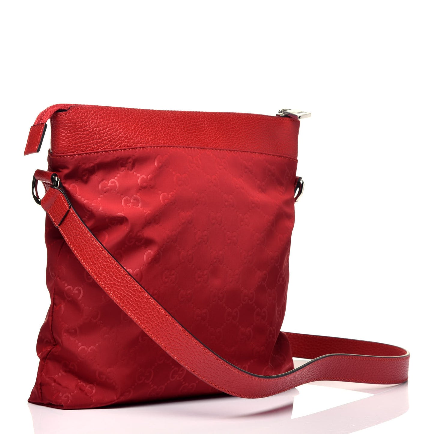 Nylon Monogram Dollar Calfskin Flat Messenger Bag Vibrant Red