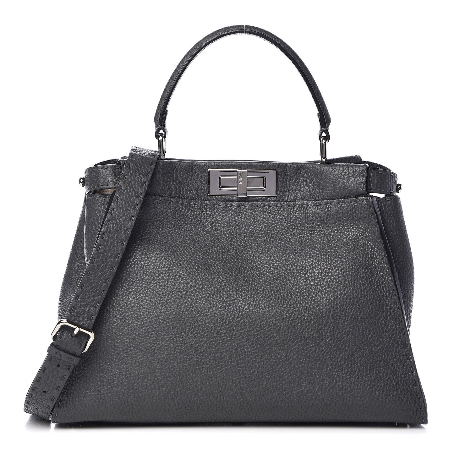 Cuoio Romano Selleria Bi-Color Medium Peekaboo Iconic Satchel Asfalto Latte