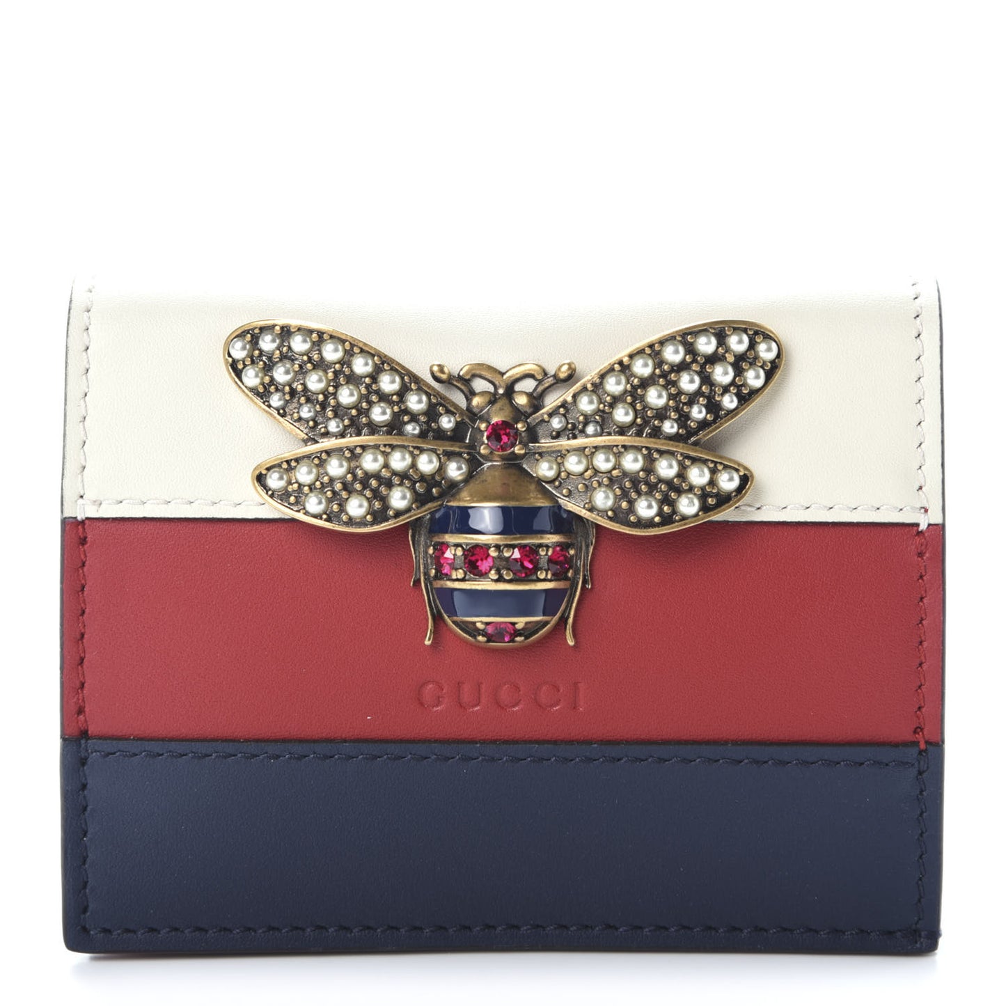 Calfskin Queen Margaret Card Case Wallet Blue Agata Hibiscus Red Mystic White