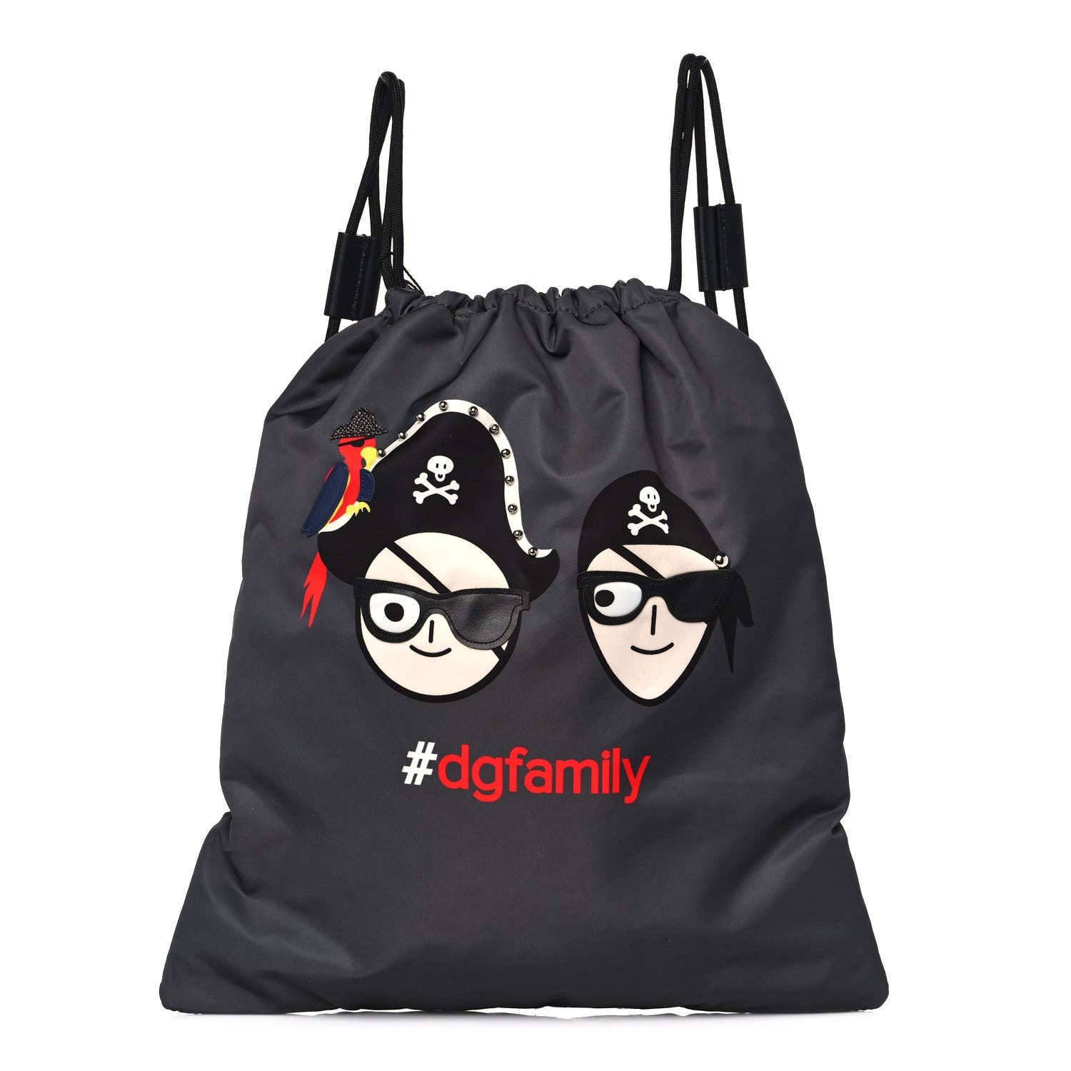 Dolce & Gabbana Nylon DG Family Patch Drawstring Backpack Grey 1 of 9