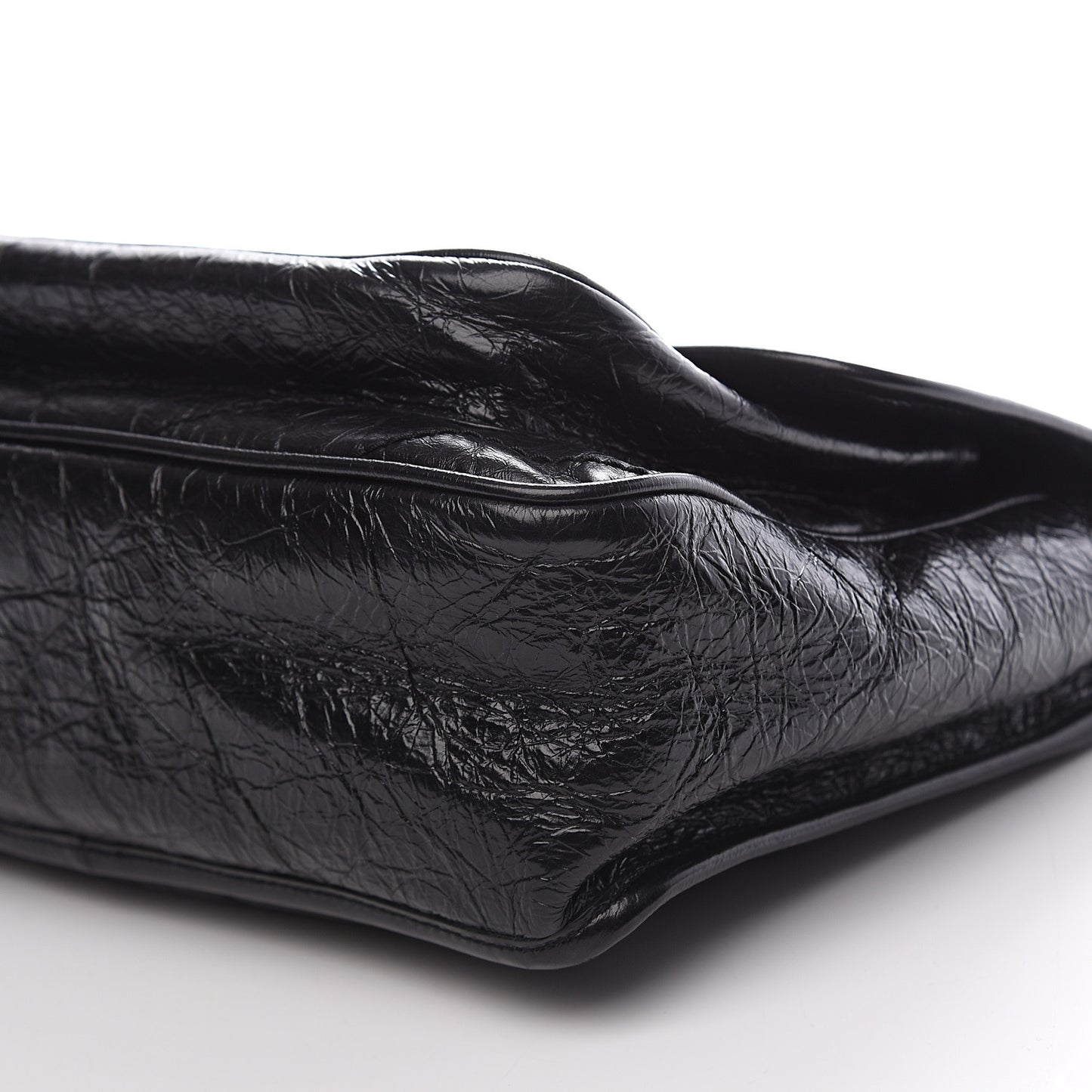 Crinkled Calfskin Matelasse Monogram Medium Niki Chain Satchel Black
