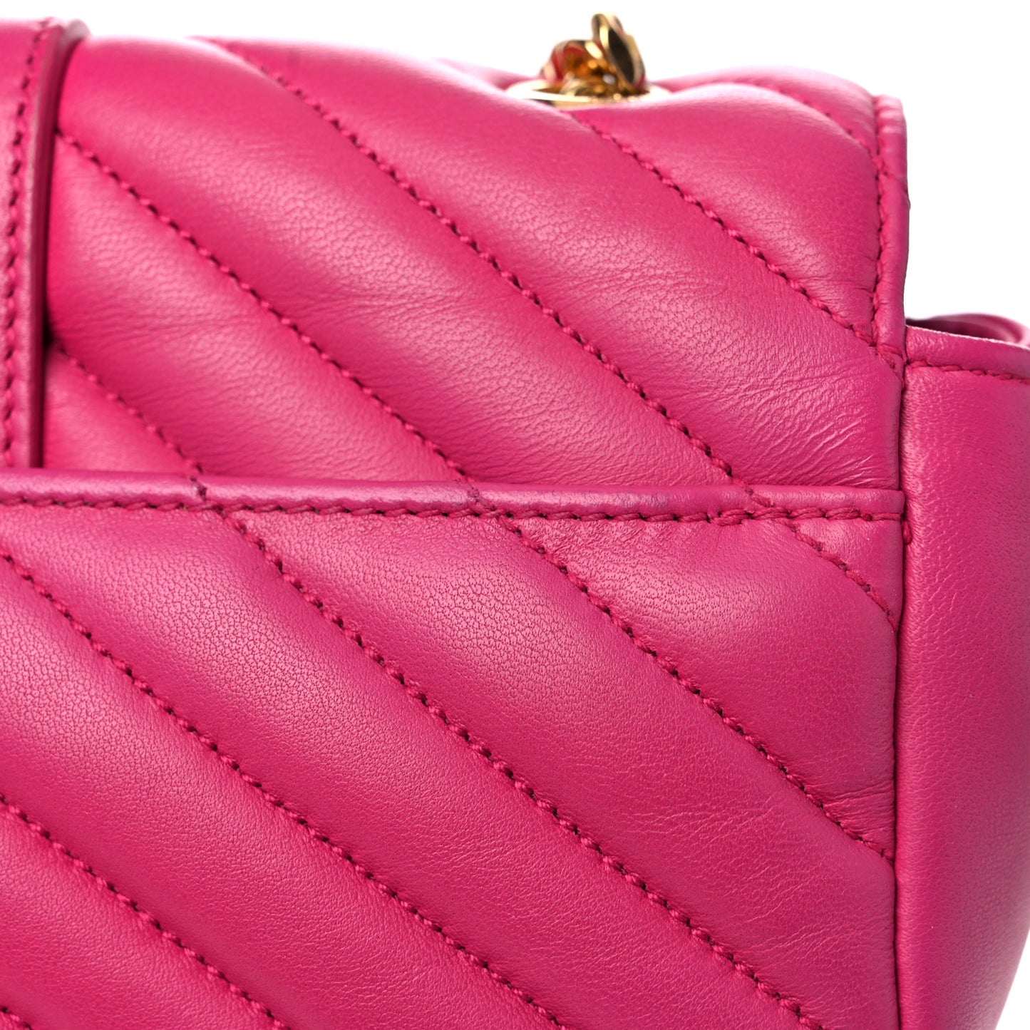 Calfskin Matelasse Chevron Classic Monogram Baby Chain Bag Fuchsia