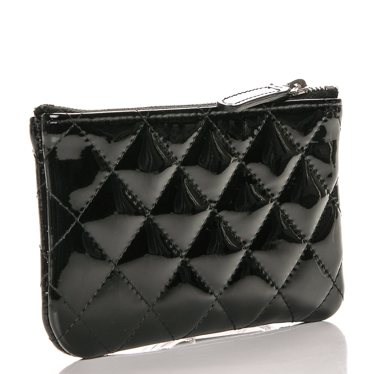 Patent Quilted Small Cosmetic Case Black