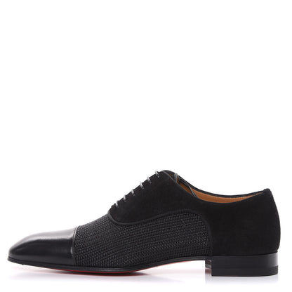 Christian Louboutin Veau Velours Calfskin Tresse Alfa Mens Greggo Flat Oxfords 39.5 Black 1 of 8