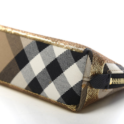 Burberry House Check Sequin Peyton Pouch Bag Gold Black 6 of 9