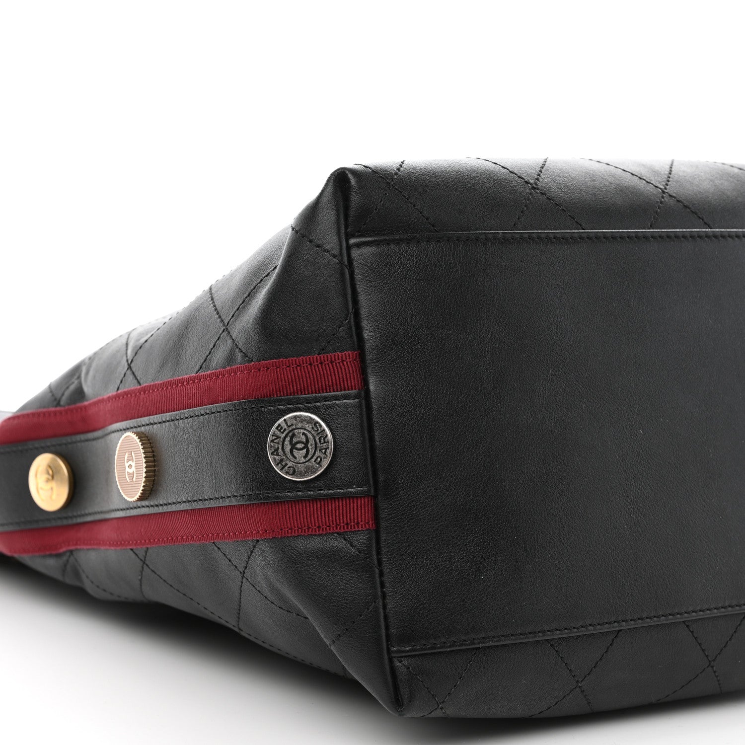 Chanel Calfskin Stitched Large Button Up Hobo Black 10 of 11