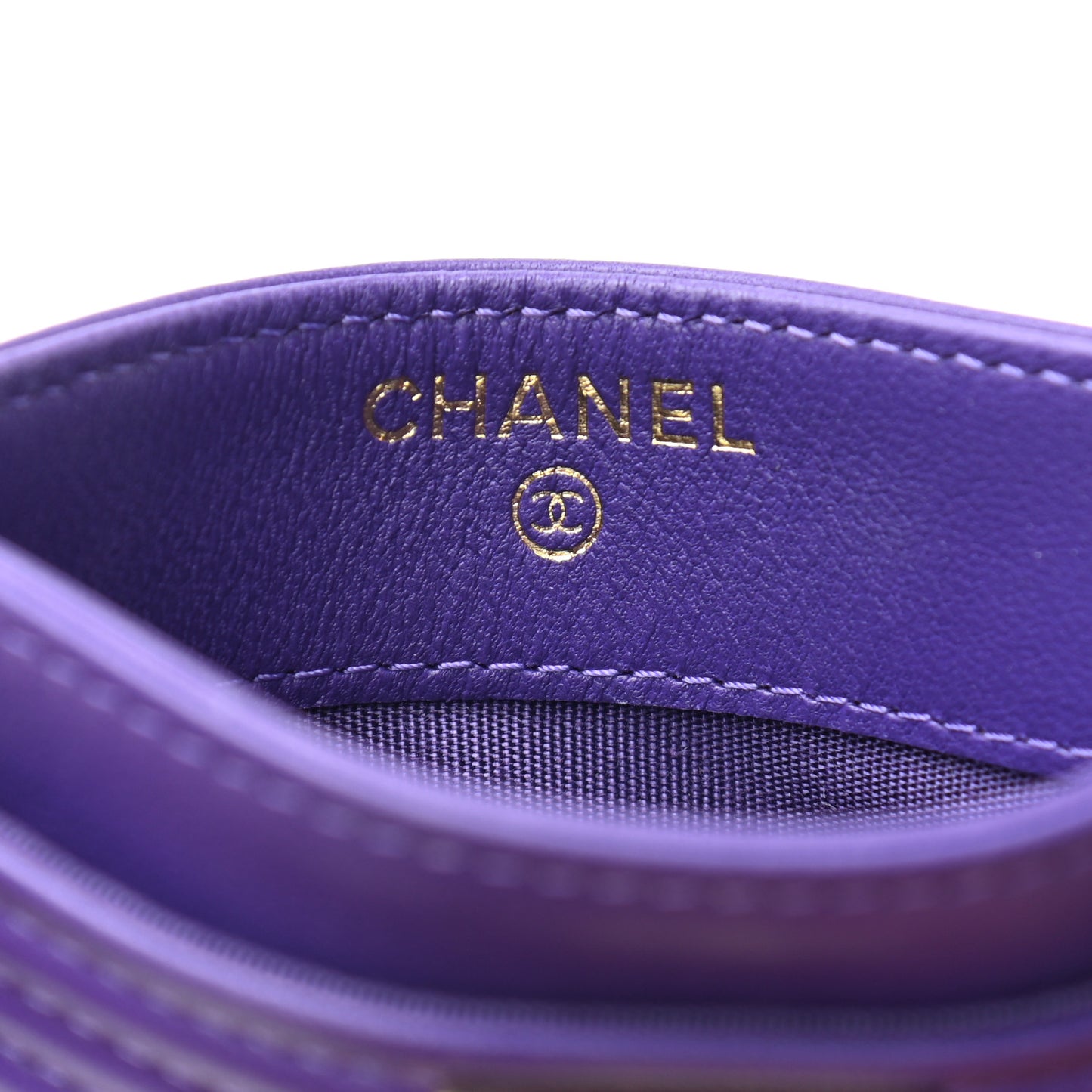 Lambskin Quilted Boy Card Holder Purple