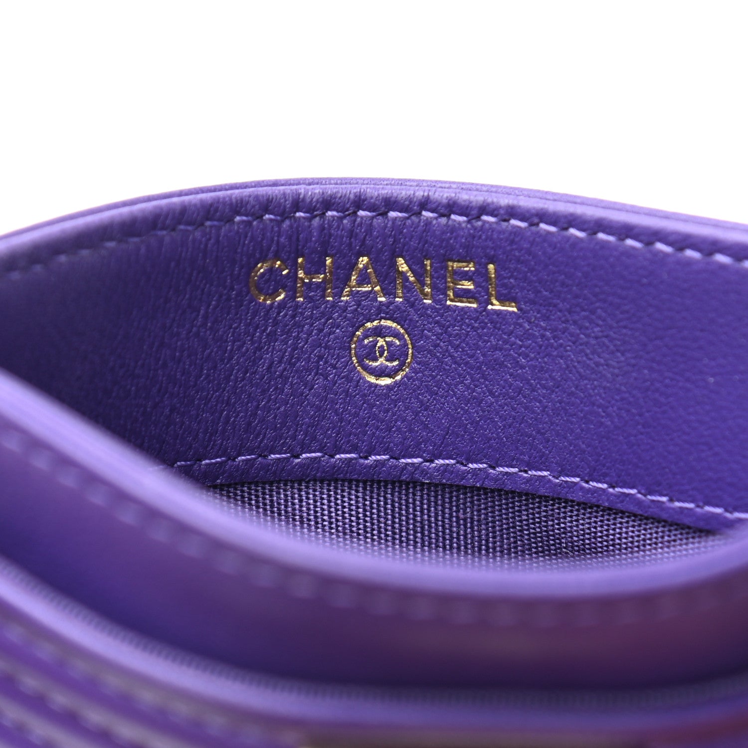 Chanel Lambskin Quilted Boy Card Holder Purple 6 of 8
