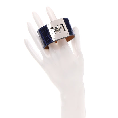 Hermes Shiny Alligator Kelly Dog Bracelet T3 Bleu Electrique 2 of 6