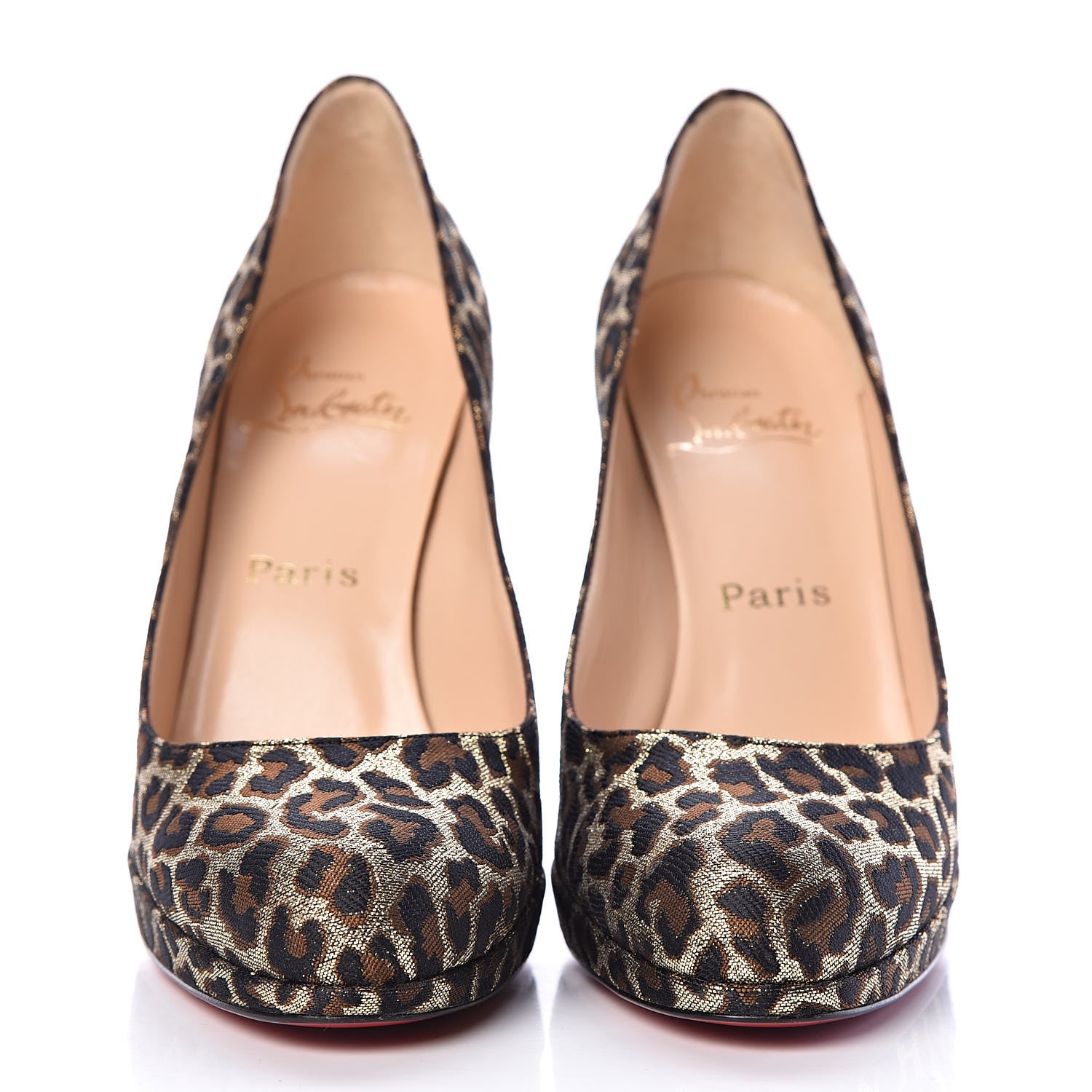 Christian Louboutin Jacquard Leopard Giaguaro New Simple 120 Pumps 38.5 Marrone Oro 2 2 of 9