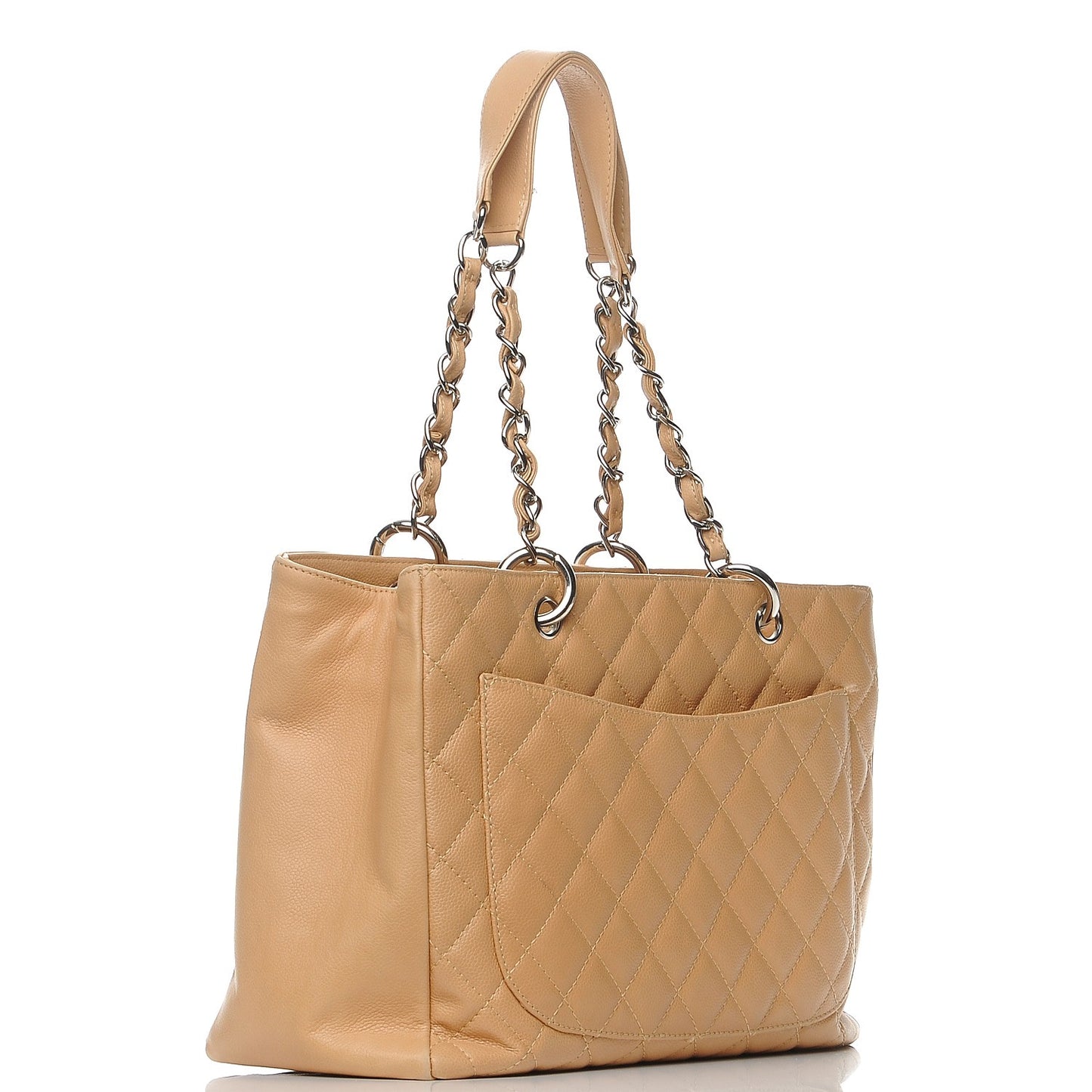 Caviar Quilted Grand Shopping Tote GST Beige
