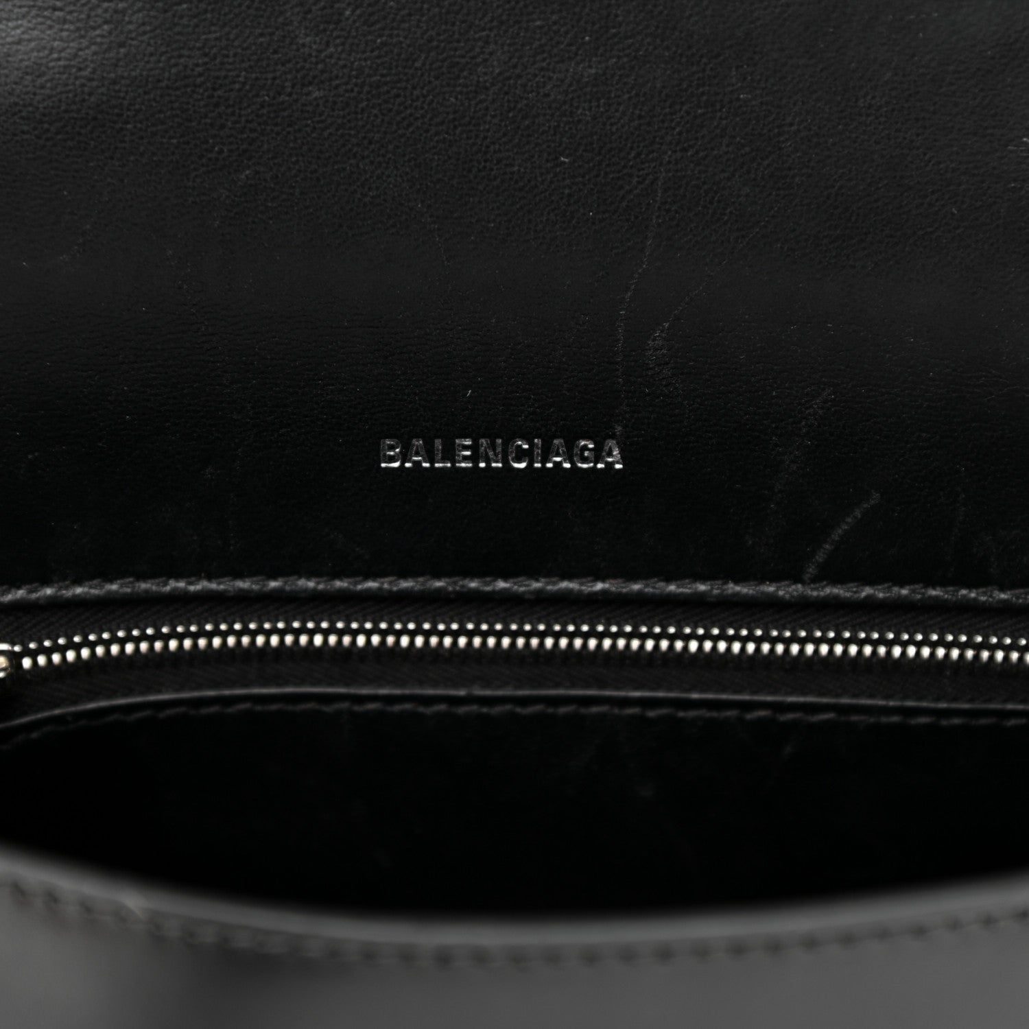 Balenciaga Shiny Box Calfskin Graffiti Logo Small Hourglass Top Handle Bag Black Pink 5 of 8