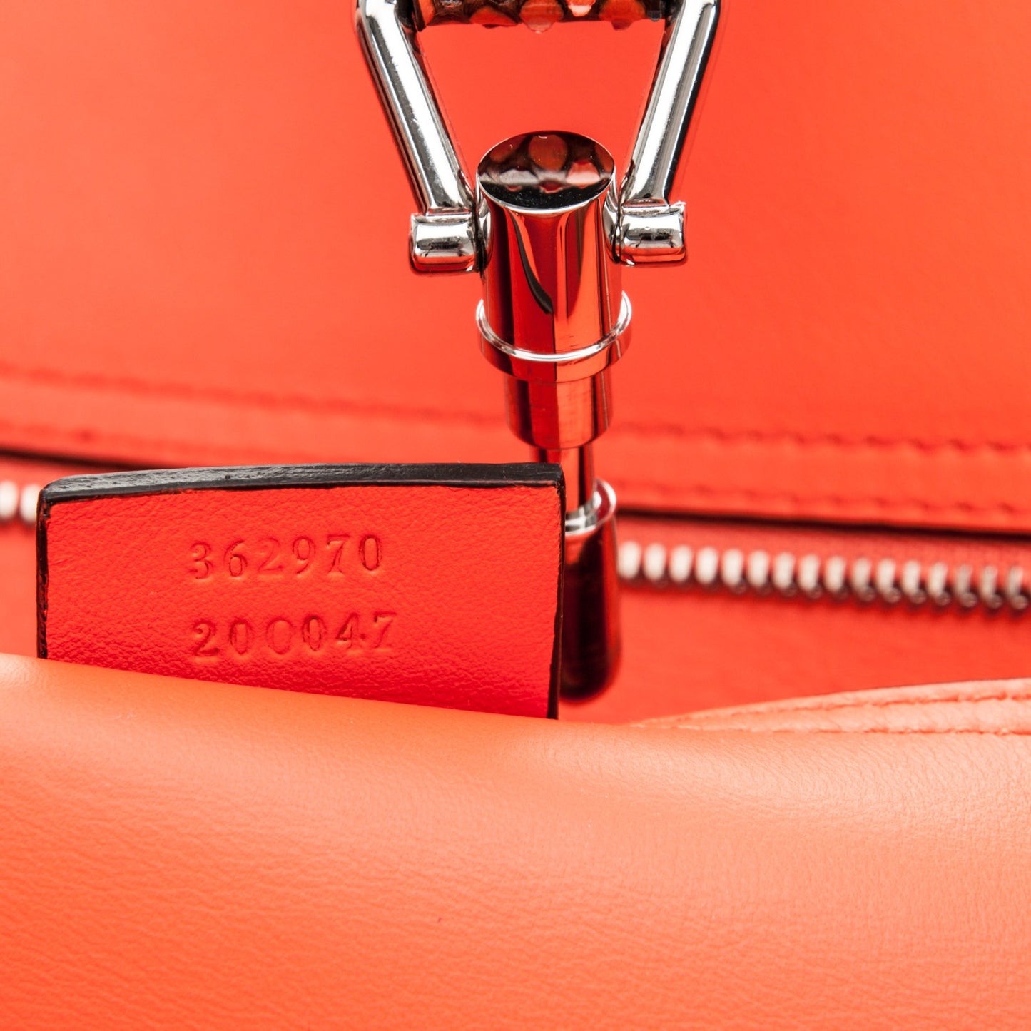 Python Medium Jackie Top Handle Bag Vibrant Orange