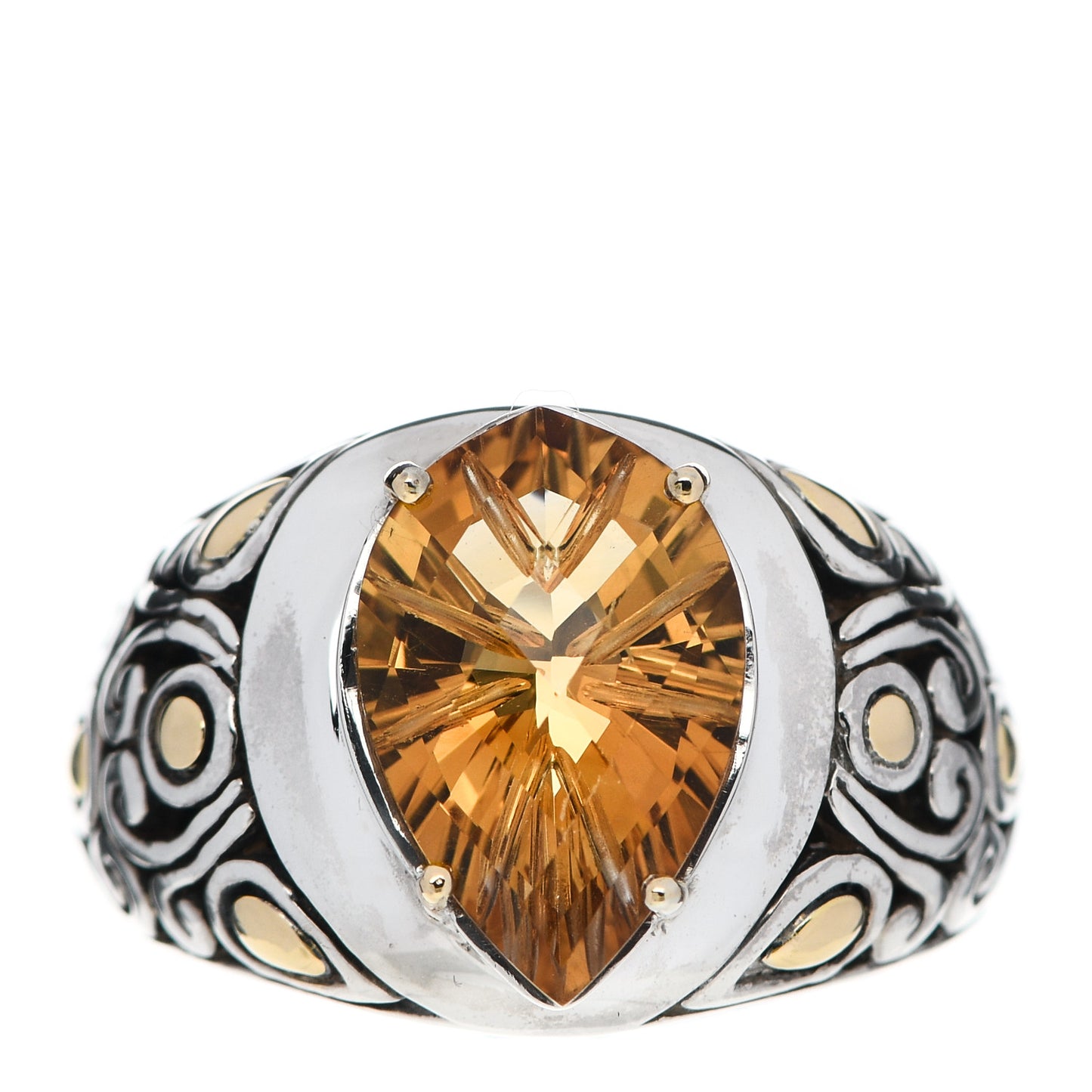 Sterling Silver 18K Yellow Gold Citrine Jaisalmer Ring 54 7