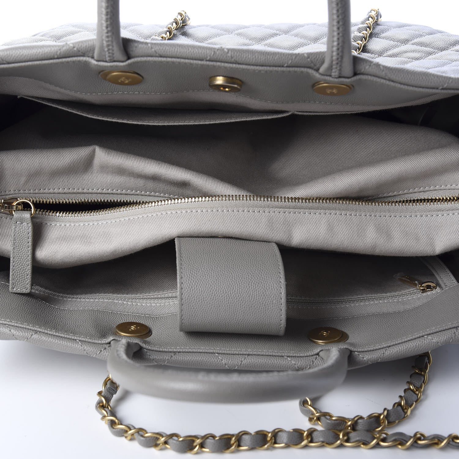 Chanel Caviar Quilted Large Coco Handle Shopping Tote Grey 4 of 9
