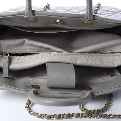Chanel Caviar Quilted Large Coco Handle Shopping Tote Grey 4 of 9