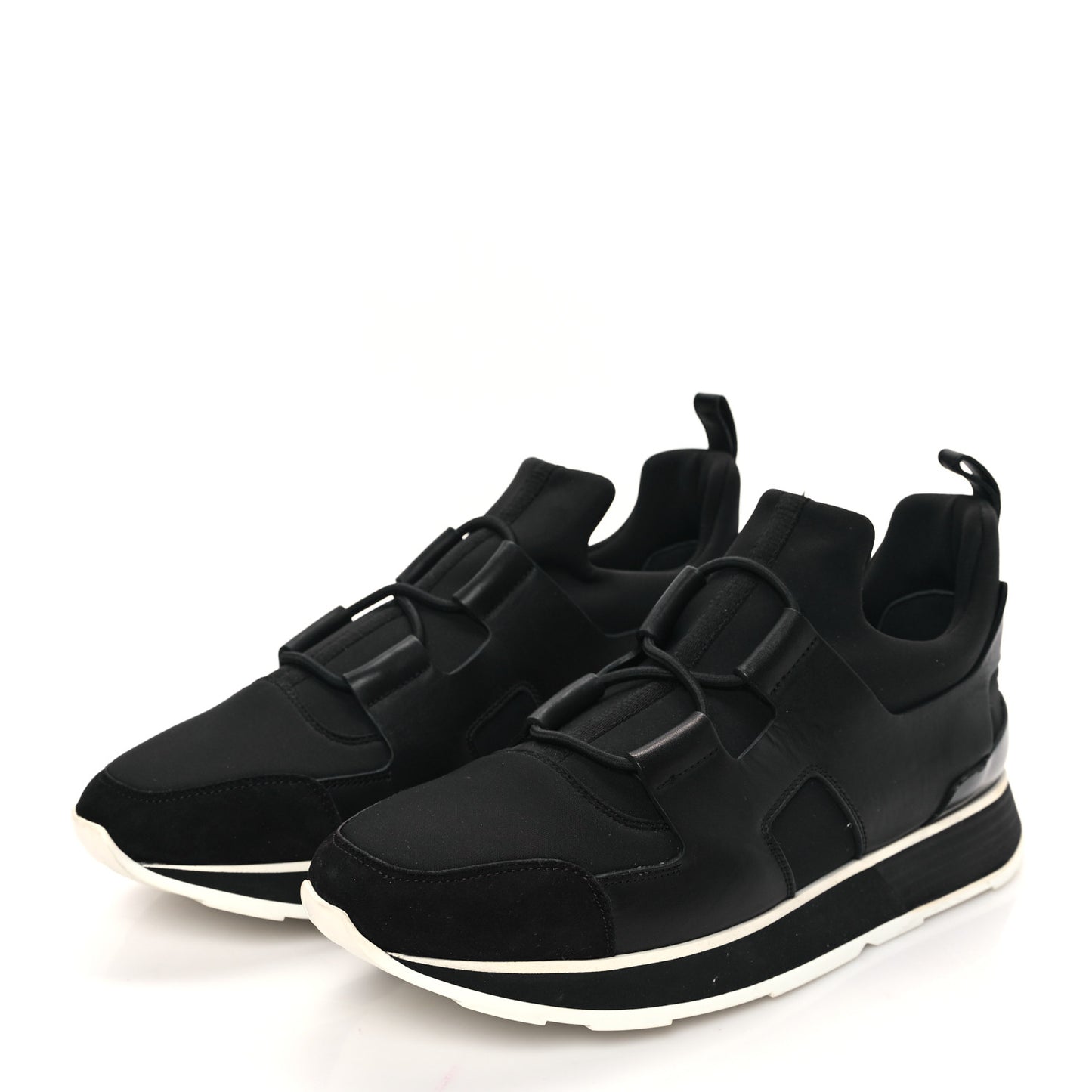Technical Canvas Calfskin Goatskin Womens Player Sneakers 36 Black