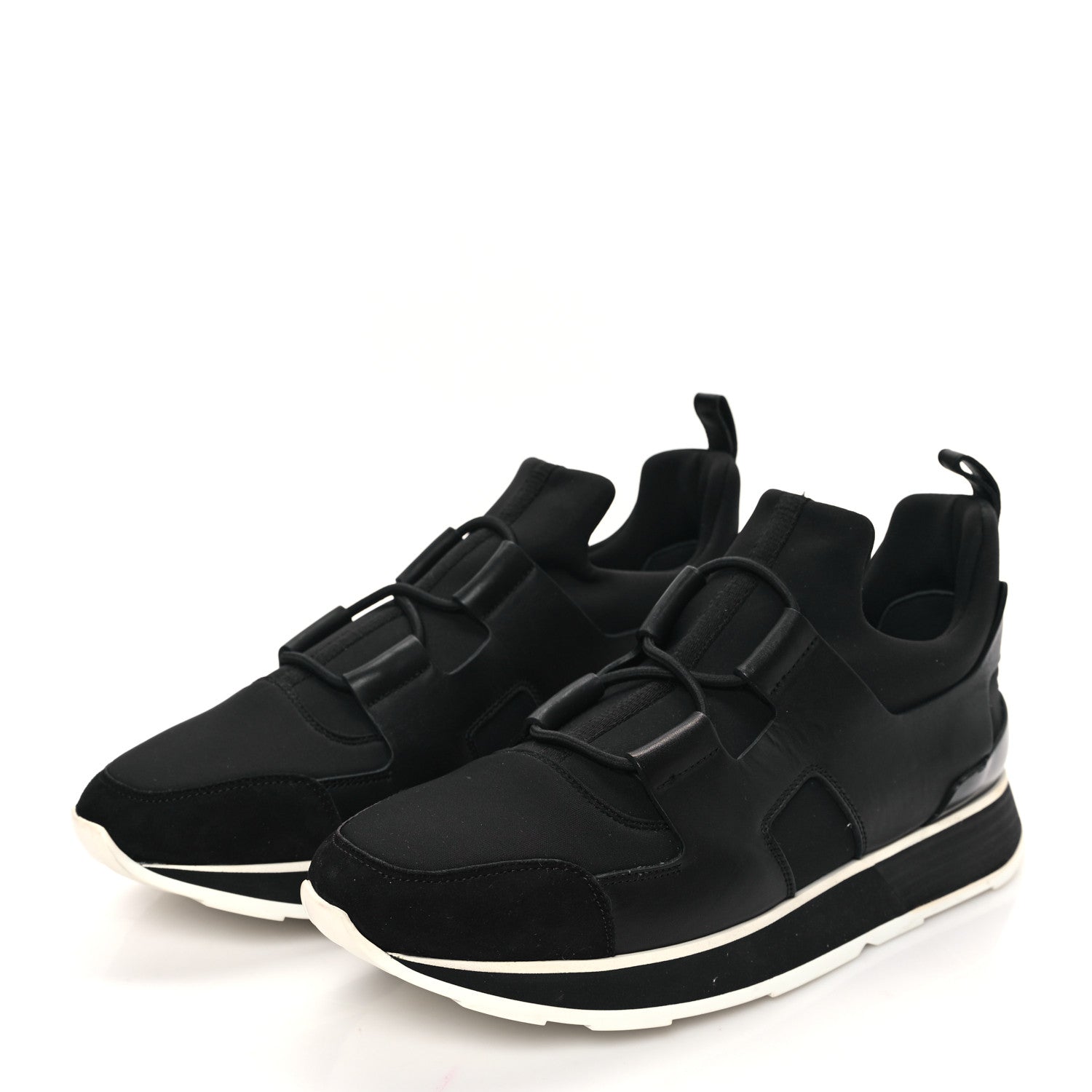 Hermes Technical Canvas Calfskin Goatskin Womens Player Sneakers 36 Black 3 of 8