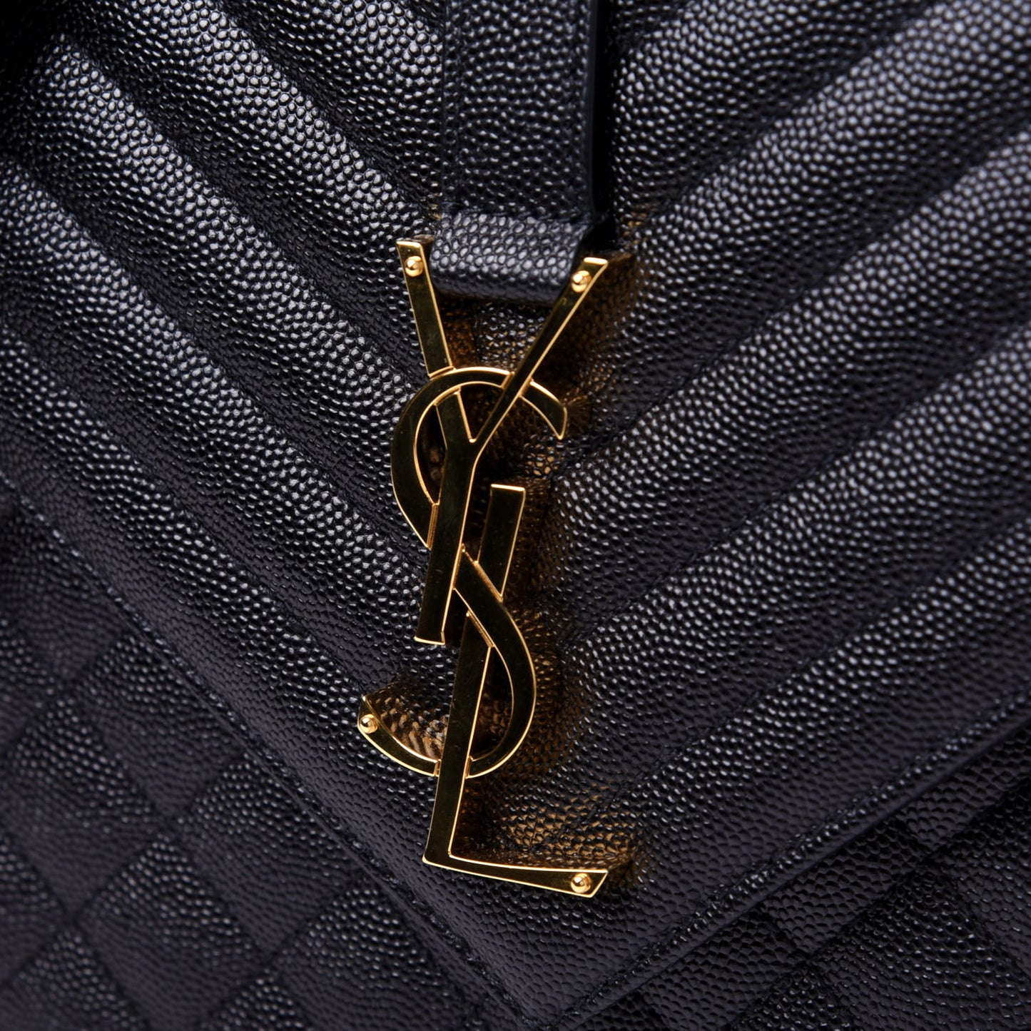 Grain De Poudre Textured Mixed Matelasse Large Triquilt Monogram Satchel Black