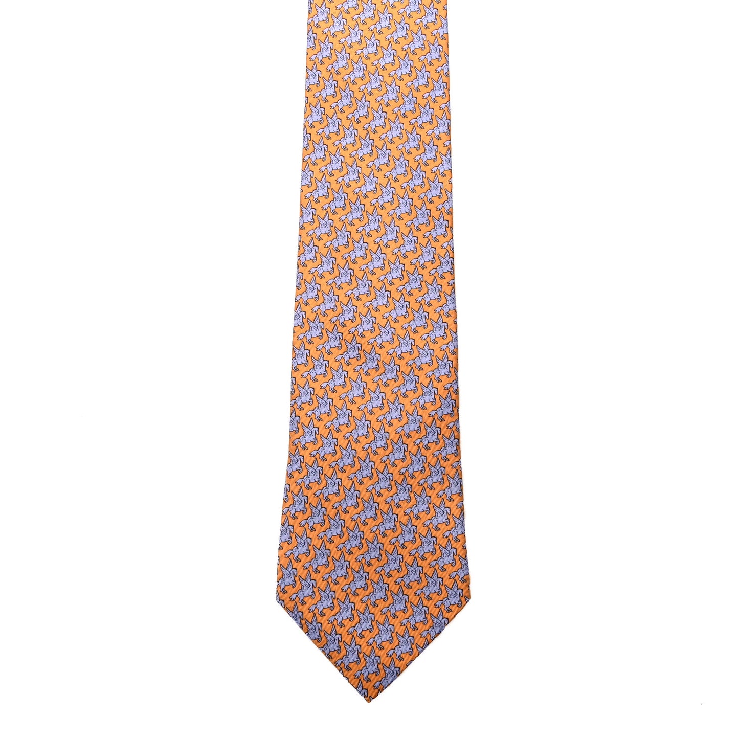 Printed Silk Mens Neck Tie Orange