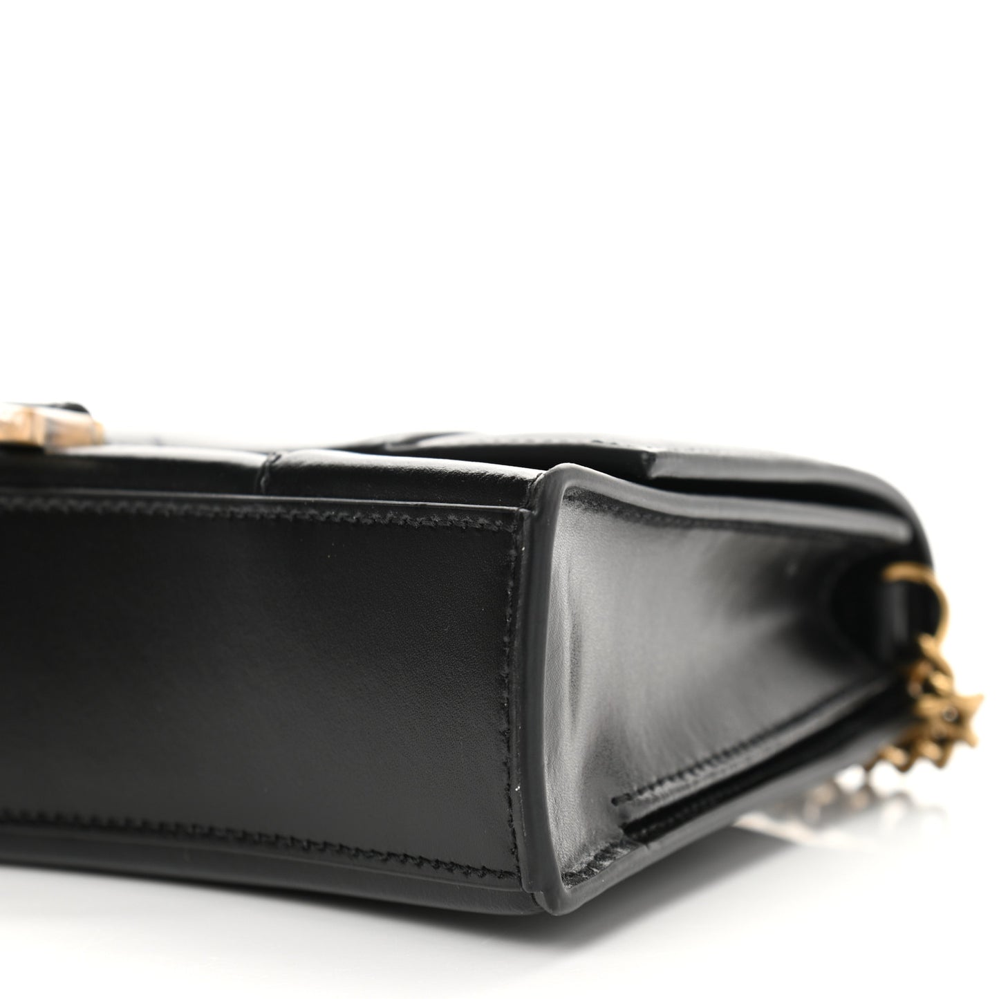 Shiny Box Calfskin Small Hourglass Evening Chain Bag Black