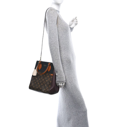 Louis Vuitton Calfskin Monogram Fold Tote MM Black Wine Cream 2 of 9