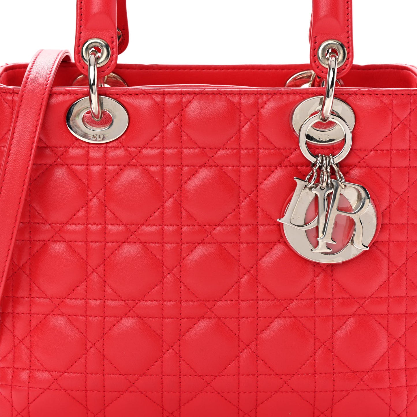 Lambskin Cannage Medium Lady Dior Red